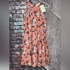 Rewind Floral Skater Dress Medium Sleeveless Pleated Pink Color Brand New